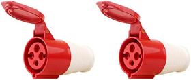 Kit 2 tomada acoplamento 3p+t 32a vermelho 6h 380/440v omg 4256