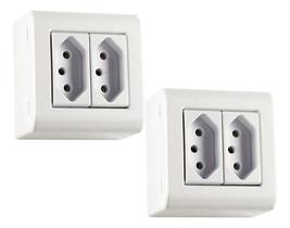 Kit 2 Tomada Dupla 10a 250v Tramontina Lizflex Branca