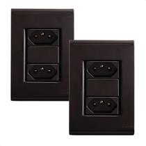 Kit 2 Tomada Dupla 20A Grafite 4x2 Embutir Liz Tramontina