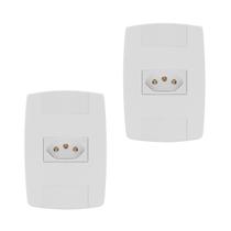 Kit 2 Tomada Elétrica Branca 2P+T 10A 250V Placa Espelho 4x2