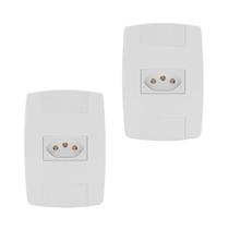 Kit 2 Tomada Elétrica Branca 2P+T 10A 250V Placa Espelho 4X2