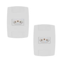 Kit 2 Tomada Elétrica Branca 2P+T 20A 250V Placa Espelho 4X2