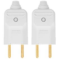 Kit 2 Tomada Plug Macho Prensa Cabo 2 Pinos Finos 10A Branco