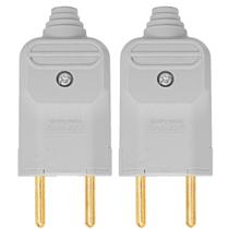 Kit 2 Tomada Plug Macho Prensa Cabo 2 Pinos Finos 10A Cinza