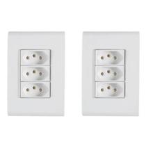 Kit 2 Tomada Tripla 10a 4x2 Liz Branco Embutir Tramontina