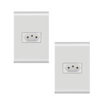 Kit 2 Tomadas 10a 250v Tramontina Liz 4x2 Branca