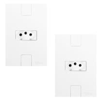 Kit 2 Tomadas 20A 250V Branca Modular de Embutir Pluzie