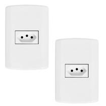 Kit 2 Tomadas 20A 250V Branca Modular de Embutir Pluzie