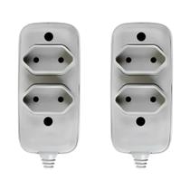 Kit 2 Tomadas Bipolar Barra Dupla Ilumi 1632 10A 250V Cinza Uso Residencial Comercial Eletricista Kit 2 Tomadas Bipolar Barra Dupla Ilumi 1632 10A 250V Cinza Uso Residencial Comercial Eletricista