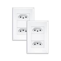 kit 2 Tomadas duplas 2p+T 10a c/ placa 4x2 Fame Evidence