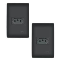 Kit 2 Tomadas Duplas Fame 10A Habitat Black 4x2 Kit 2 Tomadas Duplas Fame 10A Habitat Black 4x2