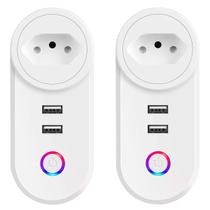 Kit 2 Tomadas Inteligentes LSPA2 Wifi Celular Usb Alexa Google Home 10a