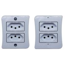 Kit 2 Tomadas Sobrepor Externa Branca 10A Perlex 250V ABNT