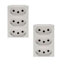 Kit 2 Tomadas Tripla 10a 2p+t Branca 615043bc Pial Plus+ Legrand Kit 2 Tomadas Tripla 10a 2p+t Branca 615043bc Pial Plus+ Legrand