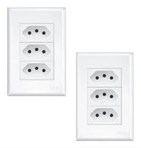 Kit 2 Tomadas Tripla 2p+t 20a Branca Evidence - Fame