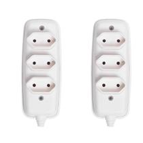 Kit 2 Tomadas Triplas Bipolar Ilumi 10A 250V Cinza Barra Ideal Parede Residencial e Comercial