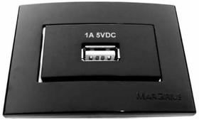 Kit 2 Tomadas Usb Charger 1 Saídas P/Moveis Margirius Preta