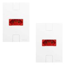 Kit 2 Tomadas Vermelha P/220 20A 250V Modular Embutir Pluzie