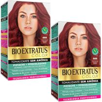 Kit 2 Tonalizante Bio Extratus 666 Louro Escuro Vermelho Intenso Tecnologia Profissional Kit 2 Tonalizante Bio Extratus 666 Louro Escuro Vermelho Intenso Tecnologia Profissional