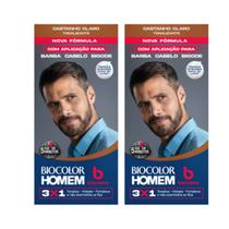 Kit 2 Tonalizante Biocolor Homem Castanho Claro - Bozzano Kit 2 Tonalizante Biocolor Homem Castanho Claro - Bozzano