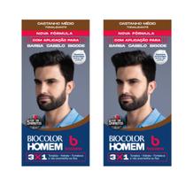Kit 2 Tonalizante Biocolor Homem Castanho Medio - Bozzano Kit 2 Tonalizante Biocolor Homem Castanho Medio - Bozzano