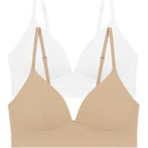 Kit 2 Top Academia Feminino Com Bojo Soft Alça Fina Básico Sutiã Confortável Adulto Soutien Sem Aro