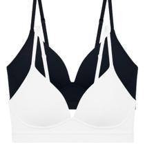Kit 2 Top Academia Feminino Com Bojo Soft Alça Fina Básico Sutiã Confortável Adulto Soutien Sem Aro