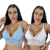 Kit 2 Top Cropped De Renda Feminino Sem Bojo Rendado Sutiã Blogueira Lingerie Alças Ajustáveis