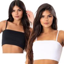 Kit 2 Top De Academia Feminino Cropped Fitness Sem Bojo Faixa Alcinha Casual Treino Básico