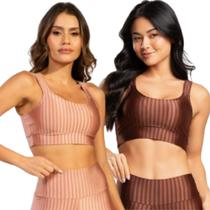 KIT 2 Top de Academia New Zig 3D Bella Fiore Básico Liso Fitness Musculação Moda Fitness Academia