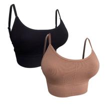 Kit 2 Top De Alcinha Academia Feminino Fitness Com Bojo Liso