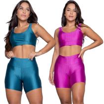 KIT 2 Top e Short New Zig 3D Bella Fiore Conjunto Academia Musculação Roupa Para Academia Treino