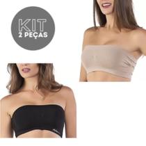 Kit 2 Top Faixa Sem Costura Sem Bojo Sutiã Bustier Torp