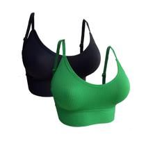 Kit 2 Top Feminino Bojo Removível Alça Fina Confortável Liso