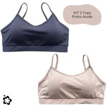 Kit 2 Top Feminino Fitness Poliamida Bojo Removível Alça Fina Top Academia Musculação