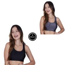 Kit 2 Top Fitness com Bojo Removível 3D Moda Feminina Academia Sustentação-c7 KIT 2 TOP NICOLE