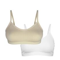 KIT 2 TOP Menina Moça Bojo Removível Conforto Alça Regata COR:BEGE-ROSATAMANHO:10-12 anos