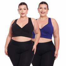 Kit 2 Top Plus Size Fitness Feminino Sem Bojo Academia Decote Kit 2 Top Plus Size Fitness Feminino Sem Bojo Academia Decote