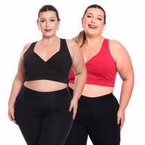 Kit 2 Top Plus Size Fitness Feminino Sem Bojo Academia Decote