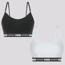 Kit 2 Top Puma Com Alça Regulável Preto e Branco Kit 2 Top Puma Com Alça Regulável Preto e Branco