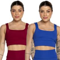 KIT 2 Top Smart Alça Grossa Bella Fiore Alta Compressão Sem Bojo Treino Academia Moda Fitness