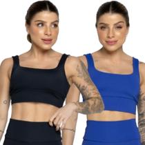 KIT 2 Top Smart Alça Grossa Vekyo Alta Compressão Sem Bojo Treino Academia Moda Fitness Musculação