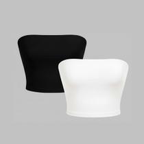 Kit 2 Top Tube Cropped Faixa sem alça Básico Feminino Suplex Premium -