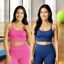 KIT 2 Tops ALÇA FINA Bojo Fitness Slim Suplex Sutiã Esportivo Corrida Academia Yoga Pilates 702