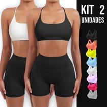 Kit 2 Tops ALÇA FINA Bojo Fitness Slim Suplex Sutiã Esportivo Corrida Academia Yoga Pilates 702 - Iron