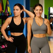 KIT 2 Tops ALÇA MÉDIA Bojo Fitness Slim Suplex Sutiã Esportivo Corrida Academia Yoga Pilates 1068
