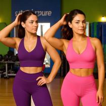 KIT 2 Tops ALÇA MÉDIA Bojo Fitness Slim Suplex Sutiã Esportivo Corrida Academia Yoga Pilates 1068