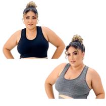 Kit 2 Tops Basico Nadador Plus Size Em Suplex