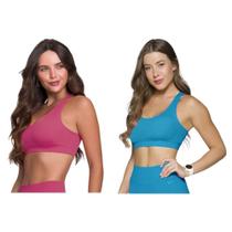 Kit 2 Tops Canelado Selene Sem Costura Feminino