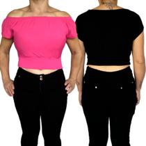 Kit 2 Tops Ciganinha Ombro a Ombro Elástico Barra Lisos Cores Sortidas Viscolycra Pp ao Plus Size Kit 2 Tops Ciganinha Ombro a Ombro Elástico Barra Lisos Cores Sortidas Viscolycra Pp ao Plus Size